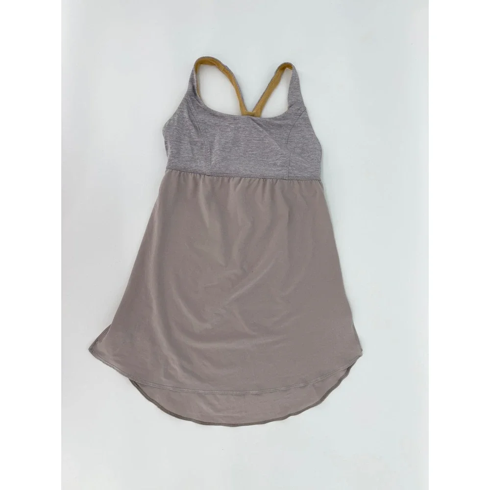 Lululemon Grey Taupe Racerback Tank Top with Built-in Shelf Bra Size 4